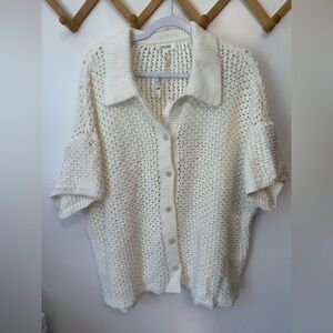 HAVEN WELL WITHIN XXL Short Sleeve Cardigan Chunky Knit Cotton Blend Sweater NWT